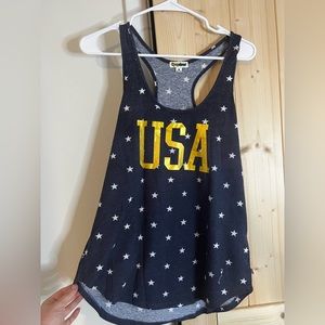 Tipsy Elves Womens Gold Foil USA Tank - Size M - NWT